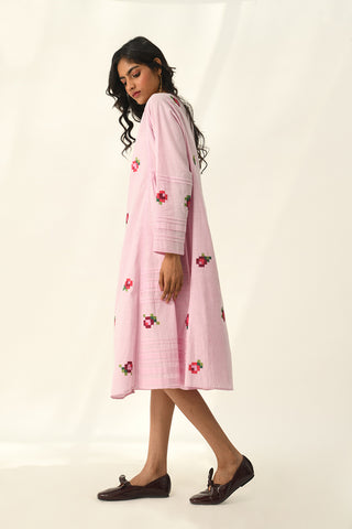 Glomerata rose embroidered tunic dress