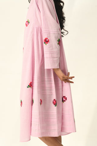Glomerata rose embroidered tunic dress