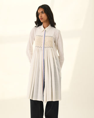 Sertata ivory smocking tunic