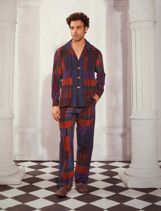 Tangerine Tile Print Shirt And Pants by Nikita Mhaisalkar Men available on Indiaspopup.com