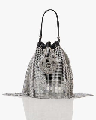 Outhouse Silver Poppi Crystal Bucket Bag available on indiaspopup