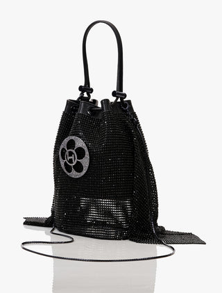 Outhouse Black Poppi Crystal Bucket Bag available on indiaspopup
