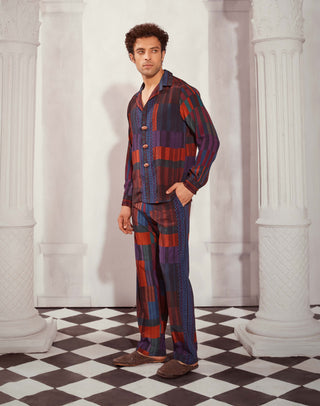 Tangerine Tile Print Shirt And Pants by Nikita Mhaisalkar Men available on Indiaspopup.com