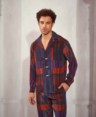 Tangerine Tile Print Shirt And Pants by Nikita Mhaisalkar Men available on Indiaspopup.com