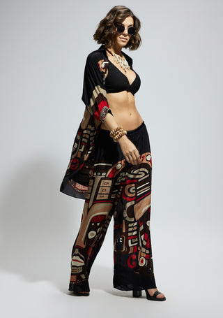 Sva By Sonam And Paras Modi Black Printed Oversized Top And Pants available on indiaspopup