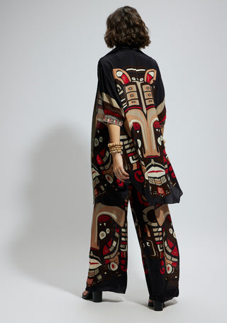 Sva By Sonam And Paras Modi Black Printed Oversized Top And Pants available on indiaspopup