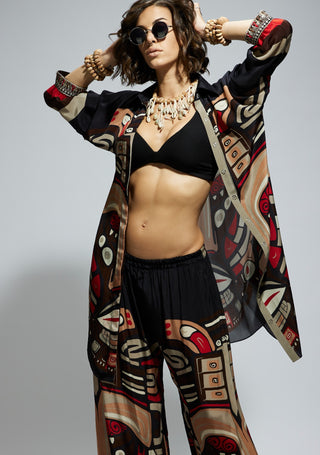 Sva By Sonam And Paras Modi Black Printed Oversized Top And Pants available on indiaspopup