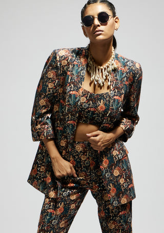 Sva By Sonam And Paras Modi Black Jaal Embellished Blazer And Pant Set available on indiaspopup