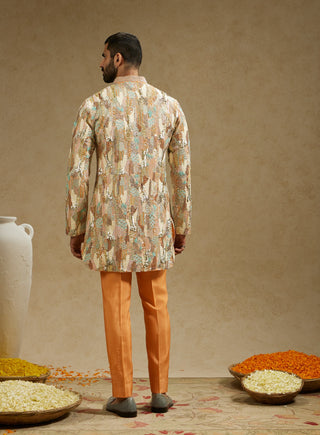 Sva By Sonam And Paras Modi Men Orange Embellished Kurta And Pants available on indiaspopup