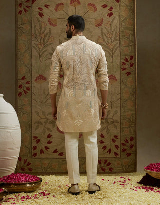 Sva By Sonam And Paras Modi Men Ivory Magnolia Embellished Kurta And Pants available on indiaspopup