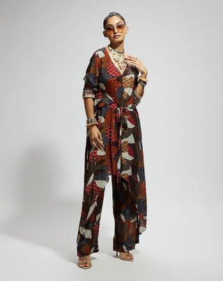 Sva By Sonam And Paras Modi Multi Abstract Print Front Tie Up Tunic And Pants available on indiaspopup