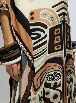 Sva By Sonam And Paras Modi Ivory Silk Kaftan And Brown Printed Pants available on indiaspopup