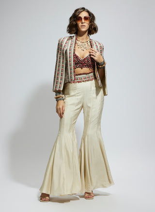Sva By Sonam And Paras Modi Ivory And Black Embellished Cape, Bustier And Sharara available on indiaspopup