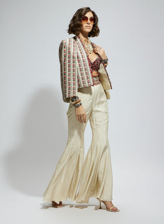 Sva By Sonam And Paras Modi Ivory And Black Embellished Cape, Bustier And Sharara available on indiaspopup