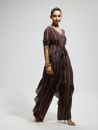Sva By Sonam And Paras Modi Blue Boho Print Front Tie Up Tunic And Pants available on indiaspopup