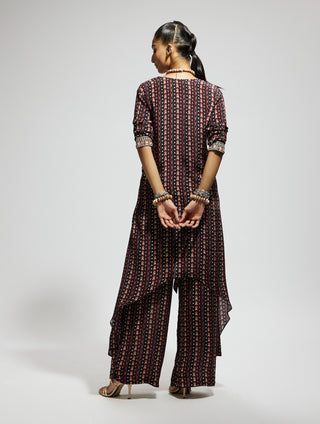 Sva By Sonam And Paras Modi Blue Boho Print Front Tie Up Tunic And Pants available on indiaspopup