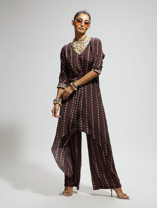 Sva By Sonam And Paras Modi Blue Boho Print Front Tie Up Tunic And Pants available on indiaspopup