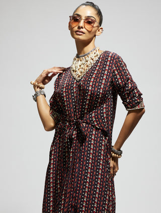 Sva By Sonam And Paras Modi Blue Boho Print Front Tie Up Tunic And Pants available on indiaspopup