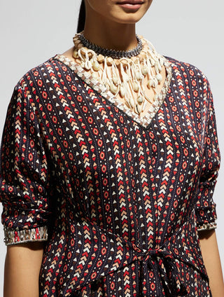 Sva By Sonam And Paras Modi Blue Boho Print Front Tie Up Tunic And Pants available on indiaspopup