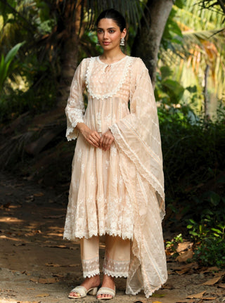 Neesa beige embroidered kurta set