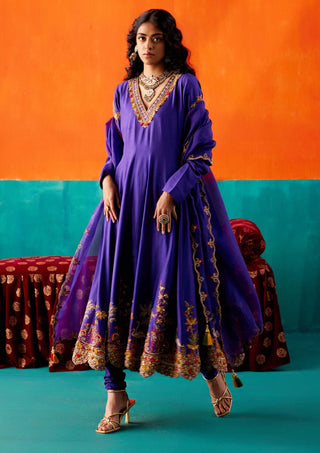 Aman Takyar-Purple Embroidered Anarkali Set-INDIASPOPUP.COM