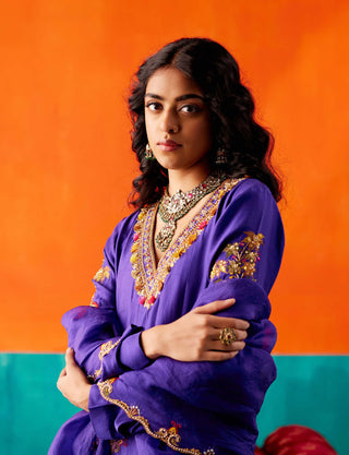 Aman Takyar-Purple Embroidered Anarkali Set-INDIASPOPUP.COM