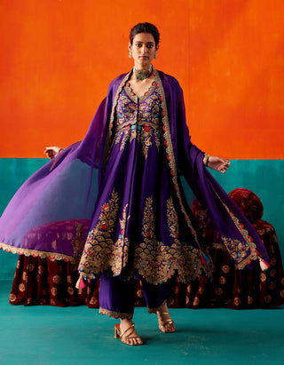 Aman Takyar-Purple Floral Embroidered Anarkali Set-INDIASPOPUP.COM