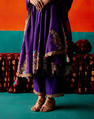 Aman Takyar-Purple Floral Embroidered Anarkali Set-INDIASPOPUP.COM