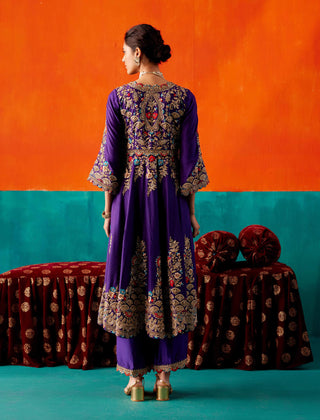 Aman Takyar-Purple Floral Embroidered Anarkali Set-INDIASPOPUP.COM