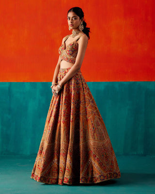 Aman Takyar-Dull Orange Embroidered Lehenga Set-INDIASPOPUP.COM