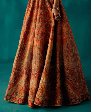Aman Takyar-Dull Orange Embroidered Lehenga Set-INDIASPOPUP.COM