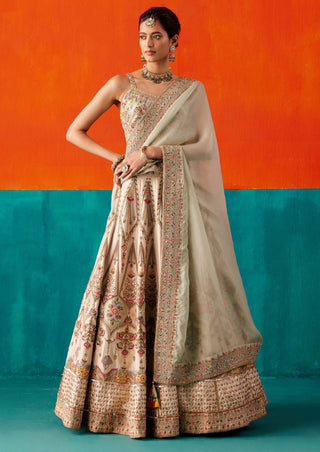 Aman Takyar-Ivory Floral Embroidered Lehenga Set-INDIASPOPUP.COM