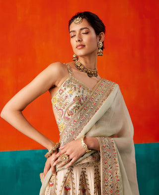 Aman Takyar-Ivory Floral Embroidered Lehenga Set-INDIASPOPUP.COM