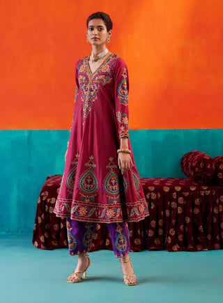 Aman Takyar-Maroon Embroidered Kurta Set-INDIASPOPUP.COM