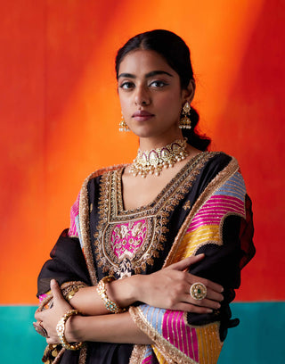 Aman Takyar-Black Embroidered Kurta And Sharara Set-INDIASPOPUP.COM