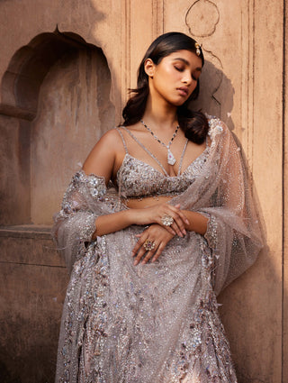 Dolly J-Phaenna Shimmer Tulle Lehenga Set-INDIASPOPUP.COM