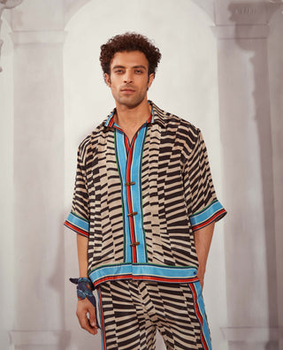 Black & White Byzantine Print Shirt And Pants by Nikita Mhaisalkar Men available on Indiaspopup.com