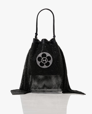 Outhouse Black Poppi Crystal Bucket Bag available on indiaspopup