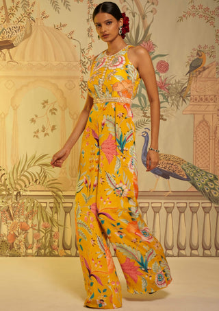 Aayushi Maniar-Yellow Amber Floral Jumpsuit-INDIASPOPUP.COM