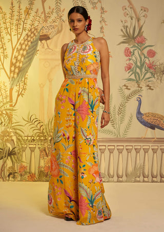 Aayushi Maniar-Yellow Amber Floral Jumpsuit-INDIASPOPUP.COM