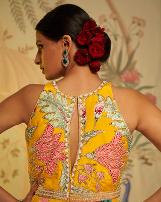 Aayushi Maniar-Yellow Amber Floral Jumpsuit-INDIASPOPUP.COM