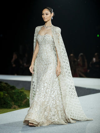 Silver and gold cheryl gown and cape