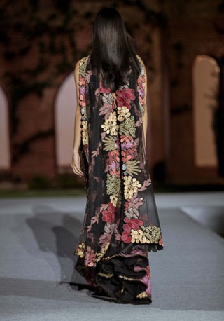 Black dianthus flared pants set