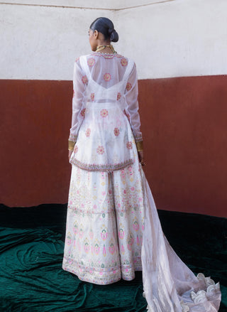 Ivory Chanderi Banarasi Sharara Set by Aditi Gupta available on Indiaspopup.com