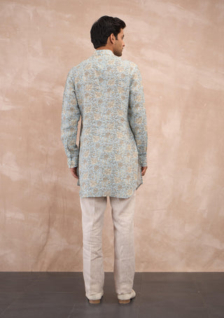 Arjan Dugal Powder Blue Sunflower Flower Kurta And Pants available on indiaspopup