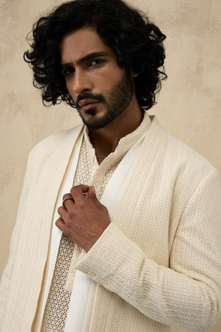 Arjan Dugal Off-White Star Shrug Set available on indiaspopup