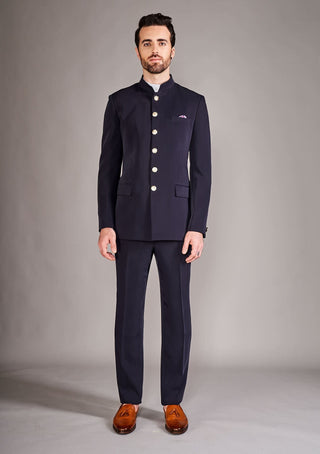 Arjun Kilachand-Navy Blue Bandgala And Trouser-INDIASPOPUP.COM