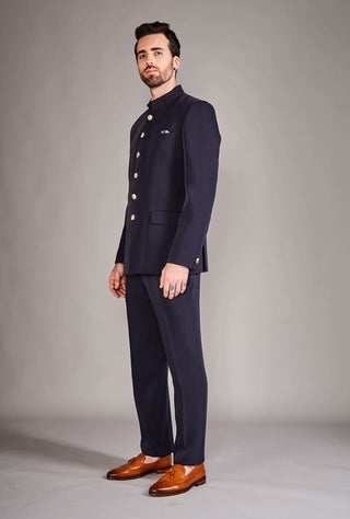 Arjun Kilachand-Navy Blue Bandgala And Trouser-INDIASPOPUP.COM