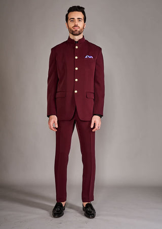Arjun Kilachand-Maroon Crepe Bandgala And Trouser-INDIASPOPUP.COM