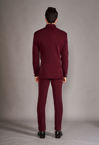 Arjun Kilachand-Maroon Crepe Bandgala And Trouser-INDIASPOPUP.COM